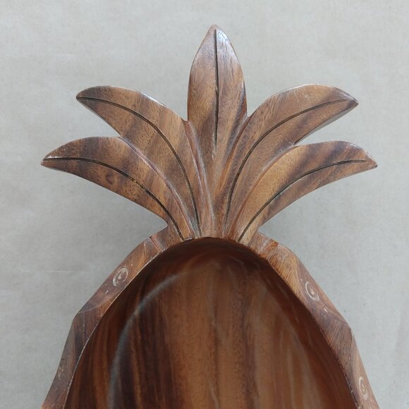 Hand-carved Large Vintage Pineapple Bowl Monkey Pod Wood Hawaii - Picture 4 of 8